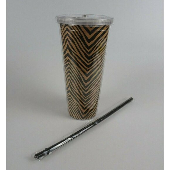 💰3/$25 New Vera Bradley Zebra Print Tumbler Travel Cup W/ Lid & Straw 21 oz - Picture 4 of 11